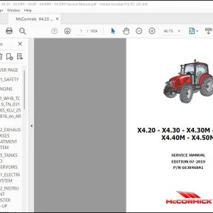 McCormick Tractors X4.20 X4.30 X4.30M X4.40 X4.40M X4.50M Service Manual 6638468A1 - PDF DOWNLOAD
