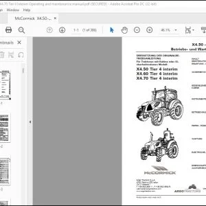McCormick Tractors X4.50 Tier 4 interim X4.60 Tier 4 interim X4.70 Tier 4 interim Betriebs- und Wartungsanleitung - PDF DOWNLOAD