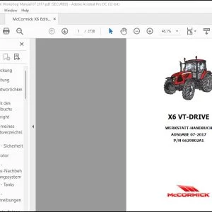 McCormick X6 VT-Drive WERKSTATT-HANDBUCH 6629802A1 - PDF DOWNLOAD