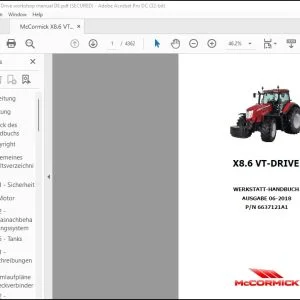 McCormick X8.6 VT-Drive WERKSTATT-HANDBUCH 6637121A1 - PDF DOWNLOAD