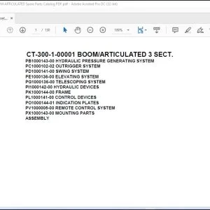 Tadano Concrete Pump CT-300-1-00001 BOOM ARTICULATED Spare Parts Catalog Manual  - PDF DOWNLOAD