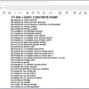Tadano Concrete Pump CT-500-1-00001 CONCRETE PUMP Spare Parts Catalog Manual - PDF DOWNLOAD