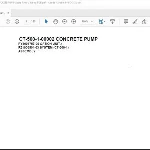 Tadano Concrete Pump CT-500-1-00002 CONCRETE PUMP Spare Parts Catalog Manual - PDF DOWNLOAD