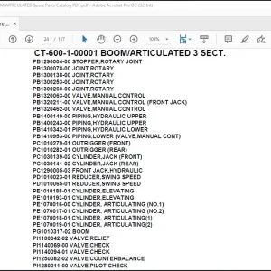 Tadano Concrete Pump CT-600-1-00001 BOOMARTICULATED 3 SECT Spare Parts Catalog Manual - PDF DOWNLOAD