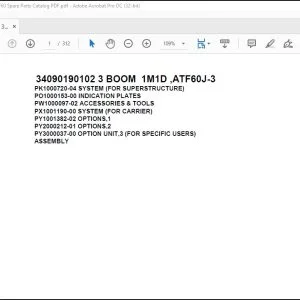 Tadano Crane 34090190102 3 BOOM 1M1D  ATF60J-3 Spare Parts Catalog Manual - PDF DOWNLOAD