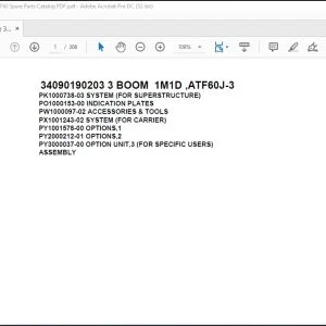Tadano Crane 34090190203 3 BOOM 1M1D ,ATF60J-3 Spare Parts Catalog Manual - PDF DOWNLOAD