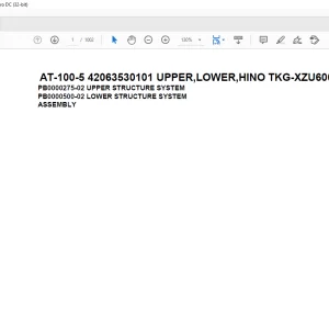 Tadano Crane AT-100-5 42063530101 UPPER,LOWER,HINO TKG-XZU600X-TYMMC6 Spare Parts Catalog Manual  - PDF DOWNLOAD