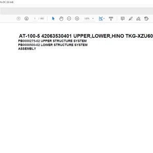 Tadano Crane AT-100-5 42063530401 UPPER,LOWER,HINO TKG-XZU600X-TYTMC6 Spare Parts Catalog Manual - PFD DOWNLOAD