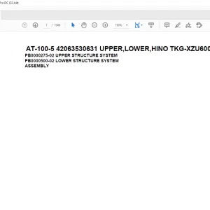 Tadano Crane AT-100-5 42063530631 UPPER,LOWER,HINO TKG-XZU600X-TYMMC6 Spare Parts Catalog Manual - PDF DOWNLOAD