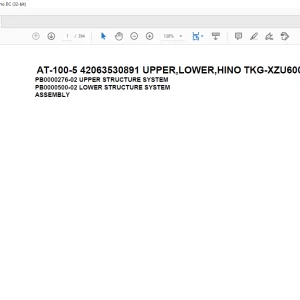 Tadano Crane AT-100-5 42063530891 UPPER,LOWER,HINO TKG-XZU600X-TYMMC6 Spare Parts Catalog Manual - PDF DOWNLOAD