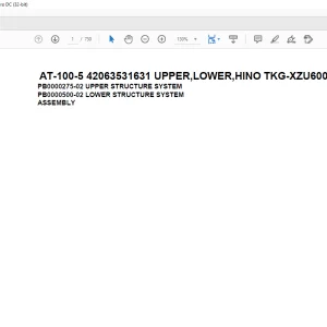 Tadano Crane AT-100-5 42063531631 UPPER,LOWER,HINO TKG-XZU600X-TYMMC6 Spare Parts Catalog Manual  - PDF DOWNLOAD