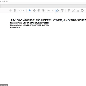 Tadano Crane AT-100-5 42063531933 UPPER,LOWER,HINO TKG-XZU675M-TQMQC3 Spare Parts Catalog Manual - PDF DOWNLOAD
