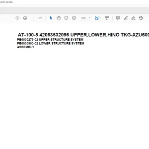 Tadano Crane AT-100-5 42063532096 UPPER,LOWER,HINO TKG-XZU600X-TYMMC6 Spare Parts Catalog Manual - PDF DOWNLOAD