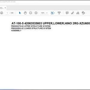 Tadano Crane AT-100-5 42063535803 UPPER,LOWER,HINO 2RG-XZU600X-TYTMX6 Spare Parts Manual - PDF DOWNLOAD