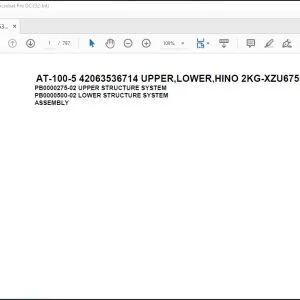 Tadano Crane AT-100-5 42063536714 UPPER,LOWER,HINO 2KG-XZU675M-TQMQX3 Spare Parts Manual - PDF DOWNLOAD