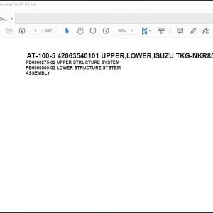 Tadano Crane AT-100-5 42063540101 UPPER,LOWER,ISUZU TKG-NKR85AN-EE5AHY-JM Spare Parts Manual - PDF DOWNLOAD