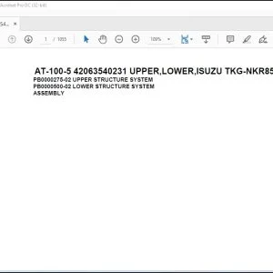 Tadano Crane AT-100-5 42063540231 UPPER LOWER ISUZU TKG-NKR85AN-EE5AHY-JM Spare Parts Manual - PDF DOWNLOAD