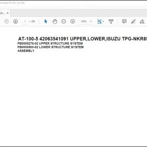 Tadano Crane AT-100-5 42063541091 UPPER,LOWER,ISUZU TPG-NKR85AN-EE5AHY Spare Parts Manual - PDF DOWNLOAD