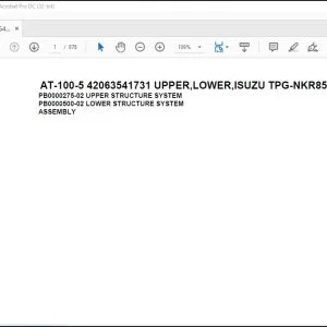 Tadano Crane AT-100-5 42063541731 UPPER,LOWER,ISUZU TPG-NKR85AN-EE5AHY-JD Spare Parts Manual - PDF DOWNLOAD