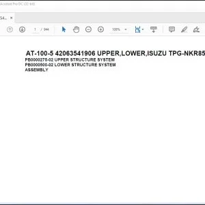 Tadano Crane AT-100-5 42063541906 UPPER LOWER ISUZU TPG-NKR85AN-EE5AHY-JM Spare Parts Manual  - PDF DOWNLOAD