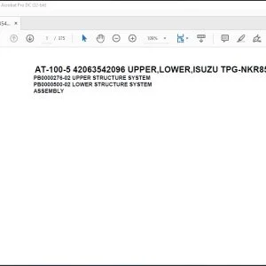 Tadano Crane AT-100-5 42063542096 UPPER,LOWER,ISUZU TPG-NKR85AN-EE5AHY-JM Spare Parts Manual - PDF DOWNLOAD