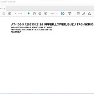 Tadano Crane AT-100-5 42063542196 UPPER LOWER ISUZU TPG-NKR85AN-EE5AHY-JD Spare Parts Manual - PDF DOWNLOAD