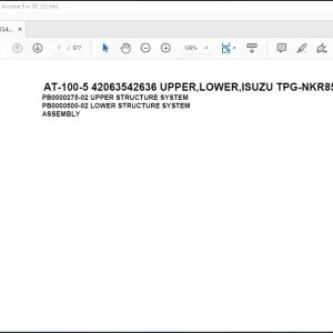 Tadano Crane AT-100-5 42063542636 UPPER LOWER ISUZU TPG-NKR85AN-EE5AHY-JM Spare Parts Manual - PDF DOWNLOAD