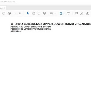 Tadano Crane AT-100-5 42063544202 UPPER,LOWER,ISUZU 2RG-NKR88AN-EE5AHY-JM Spare Parts Manual - PDF DOWNLOAD