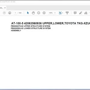 Tadano Crane AT-100-5 42063560936 UPPER LOWER TOYOTA TKG-XZU600A-TYMMC6 Spare Parts Manual  - PDF DOWNLOAD