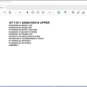 Tadano Crane AT-110-1 42084100018 UPPER Spare Parts Catalog Manual - PDF DOWNLOAD
