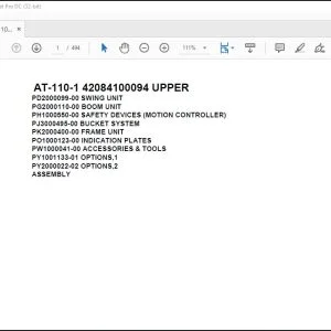 Tadano Crane AT-110-1 42084100094 UPPER Spare Parts Catalog Manual - PDF DOWNLOAD