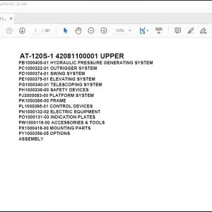 Tadano Crane AT-120S-1 42081100001 UPPER Parts Catalog Manual - PDF DOWNLOAD