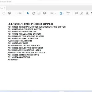 Tadano Crane AT-120S-1 42081100003 UPPER Parts Manual - PDF DOWNLOAD