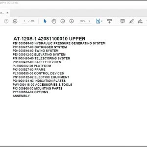 Tadano Crane AT-120S-1 42081100010 UPPER Parts Manual - PDF DOWNLOAD