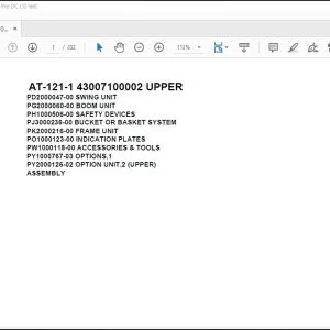 Tadano Crane AT-121-1 43007100002 UPPER Parts Catalog Manual - PDF DOWNLOAD