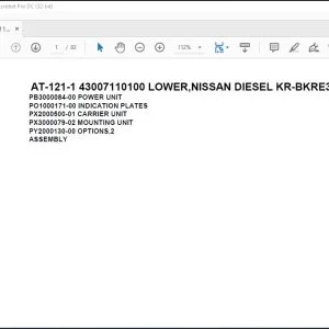 Tadano Crane AT-121-1 43007110100 LOWER NISSAN DIESEL KR-BKRE3N-5JXHYB Parts Catalog Manual - PDF DOWNLOAD