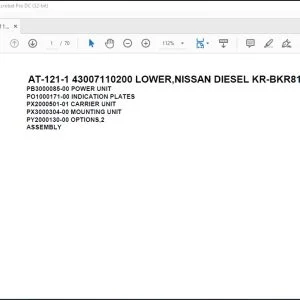 Tadano Crane AT-121-1 43007110200 LOWER NISSAN DIESEL KR-BKR81E3N-5JXHYT Parts Catalog Manual - PDF DOWNLOAD