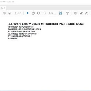 Tadano Crane AT-121-1 43007120500 MITSUBISHI PA-FE73DB 6KA3 Parts Catalog Manual - PDF DOWNLOAD