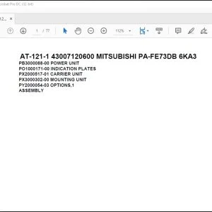 Tadano Crane AT-121-1 43007120600 MITSUBISHI PA-FE73DB 6KA3 Parts Catalog Manual - PDF DOWNLOAD