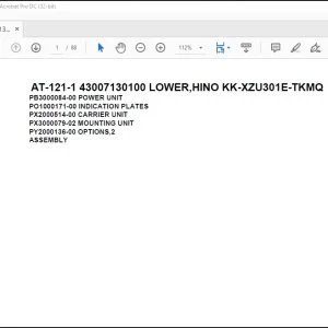 Tadano Crane AT-121-1 43007130100 LOWER,HINO KK-XZU301E-TKMQ Parts Catalog Manual - PDF DOWNLOAD