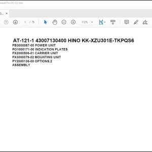 Tadano Crane AT-121-1 43007130400 HINO KK-XZU301E-TKPQS6 Parts Catalog Manual -PDF DOWNLOAD