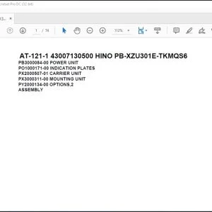 Tadano Crane AT-121-1 43007130500 HINO PB-XZU301E-TKMQS6 Parts Catalog Manual -  PDF DOWNLOAD
