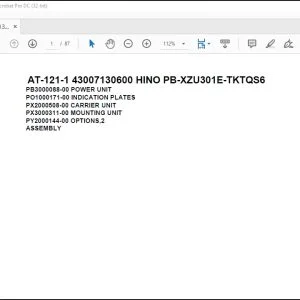 Tadano Crane AT-121-1 43007130600 HINO PB-XZU301E-TKTQS6 Parts Catalog Manual - PDF DOWNLOAD