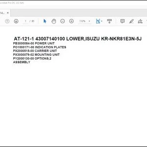 Tadano Crane AT-121-1 43007140100 LOWER ISUZU KR-NKR81E3N-5J Parts Catalog Manual -  PDF DOWNLOAD