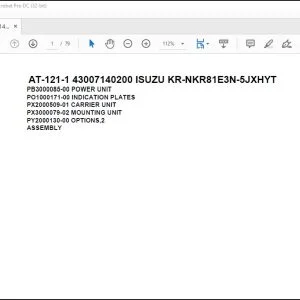 Tadano Crane AT-121-1 43007140200 ISUZU KR-NKR81E3N-5JXHYT Parts Catalog Manual - PDF DOWNLOAD