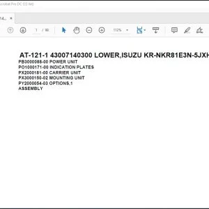 Tadano Crane AT-121-1 43007140300 LOWER,ISUZU KR-NKR81E3N-5JXHYB Parts Catalog Manual - PDF DOWNLOAD