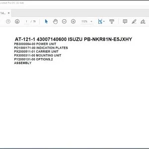 Tadano Crane AT-121-1 43007140600 ISUZU PB-NKR81N-E5JXHY Parts Catalog Manual - PDF DOWNLOAD
