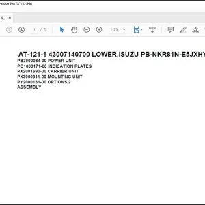 Tadano Crane AT-121-1 43007140700 LOWER ISUZU PB-NKR81N-E5JXHY Parts Catalog Manual - PDF DOWNLOAD