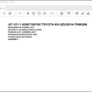 Tadano Crane AT-121-1 43007160100 TOYOTA KK-XZU301H-TKMQS6 Parts Catalog Manual - PDF DOWNLOAD