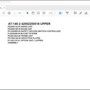 Tadano Crane AT-140-2 42002200018 UPPER Parts Catalog Manual - PDF DOWNLOAD